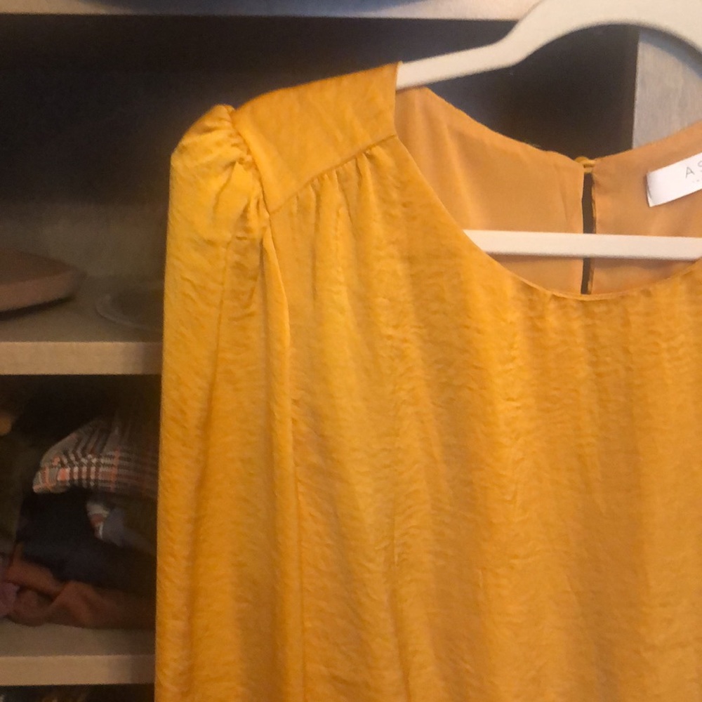 2/$30 Golden yellow puff sleeve blouse - Picture 2 of 6
